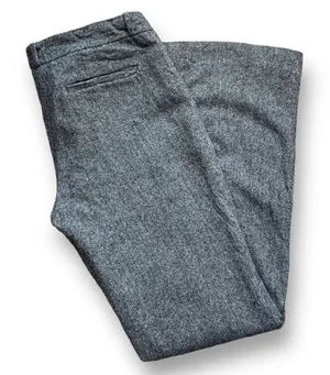 Loft Women's Gray‎ Wool Lined Flat Front Wide Leg Boot Cut Leg Pants Size 4 thumbnail 1