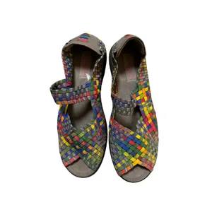 Baretraps Sandals 7.5 Rainbow Multi Colored Weave Slip On Comfy Mary Jane Shoes thumbnail 2