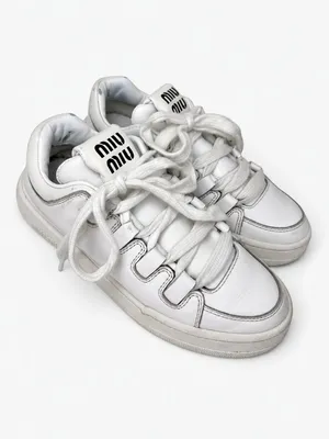 Miu Miu White Leather Logo Low Top Sneakers Made in Italy SIZE 35.5 thumbnail 5