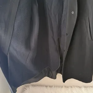 Gallery Vintage Long Black Fleece Lined Y2K Trench Overcoat thumbnail 7