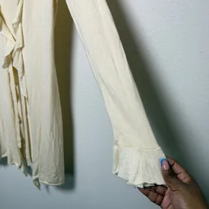 Moth Women Cashmere Angora Cotton Cardigan Top Medium Cream‎ Coquette Fairy thumbnail 6