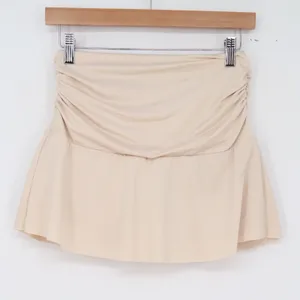 SHEIN Swim Skort Womens S Ruched High Waist Flared Beige Built-in Shorts Good thumbnail 6