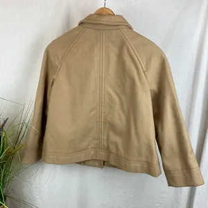 Gap Women's Tan Wool Blend Cropped Winter Pea Coat M thumbnail 3