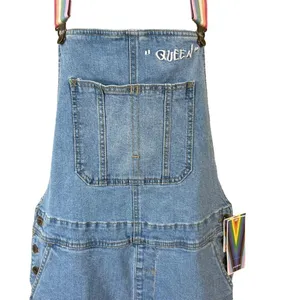 Target PRIDE SHORTALLS | Take PRIDE Queen Rainbow Patchwork Denim Unisex Shortalls thumbnail 3