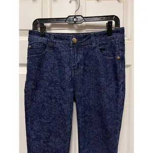 KY Creations Floral Size 30w Blue Jeans Women T2 30" Skinny Stretch‎ thumbnail 2