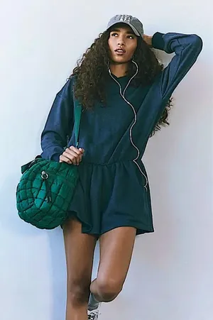 FREE PEOPLE Such A Flirt Romper - Midnight Navy L active winter workout casual thumbnail 1