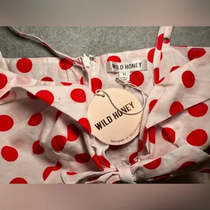 NWT Wild Honey polka dot cutout mini dress white and red size M thumbnail 4