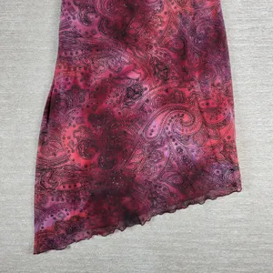My Michelle Asymmetrical Slip Dress Large Red Glitter Y2K Paisley Fairy Grunge thumbnail 6