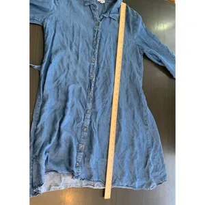 Splendid Denim Chambray Tunic Shirt Dress Tie Waist Long Sleeve‎ Blue Medium thumbnail 8