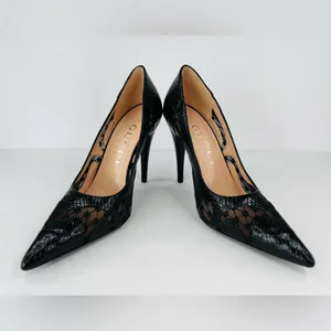 Gucci Python Embossed Leather & Mesh GG Rhombus Heel Pumps Size EU 39.5 thumbnail 11