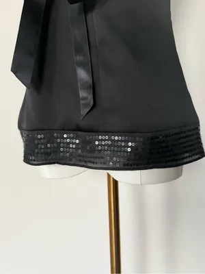 Loft Y2K babydoll Cami Top Bow Sequin Hem Dark Coquette US 6 thumbnail 2