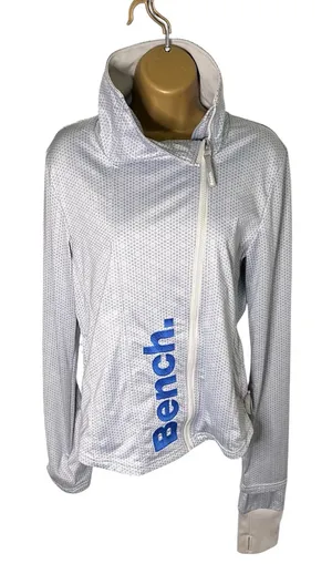 Bench Asymmetrical Zip Jacket Logo Stretch Fitted High Collar Silver M thumbnail 1