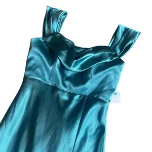 Birdy Grey Mia Shiny Satin Dress Gown Sea Glass High Slit Small Women's NWT thumbnail 6