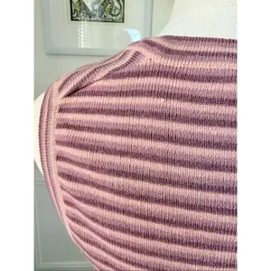 Vintage 70s Crazy Horse Pink Mauve Purple Stripe Knit Sweater Vest Tank Top S M thumbnail 6