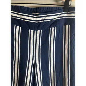 Adrienne Vittadini Navy White Striped Wide Leg Pants Viscose Coastal Size‎ 8 thumbnail 3