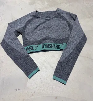 Gymshark Grey Seamless Long Sleeve Crop Top thumbnail 1