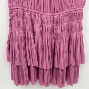 Current Air Anthropologie Solid Pink Zoey Pleated Smocked Mini Dress Size XS thumbnail 8