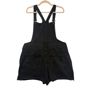 Madewell Denim Short Overalls Black‎ Wash Raw Hem XL Women's Shortalls thumbnail 6