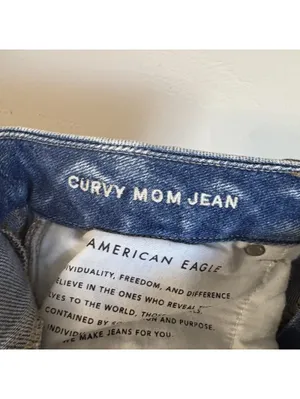 American Eagle Curvy Mom Jeans Size 8 Acid Wash Distressed Ripped High Rise thumbnail 6
