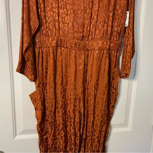 ON 34TH Animal Print Rayon Toasted Ginger Long Sleeves Pockets 1X Plus Jumpsuit thumbnail 12