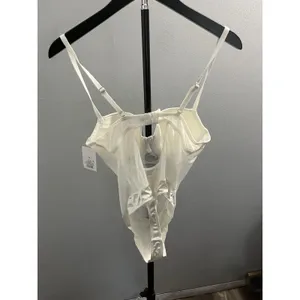 Ivory Underwire Bodysuit/Teddy Adjustable Straps Sheer Size small Auden thumbnail 2
