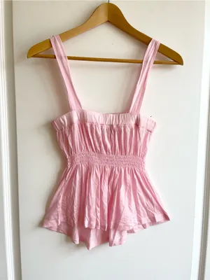 Vintage Wet Seal Y2K Pink Babydoll Smocked Top Size M Made In USA Slightly Sheer thumbnail 2