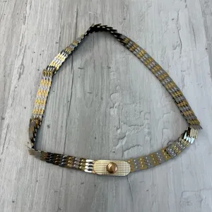 Vintage 80s Gold Silver Tone Metal Hong Kong Disco Fish Scale Belt 34" thumbnail 2