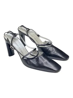 Vintage Luxe: Charles Jourdan  Retro Ankle Strap Heels Sandals  Black Leather thumbnail 11