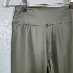 Offline by Aerie Women M Olive Green Faux Leather Leggings High Rise Athleisure thumbnail 4