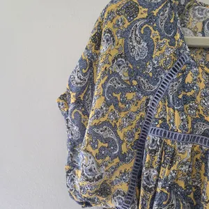 LOFT Outlet Yellow and Gray Peasant Blouse thumbnail 4