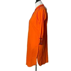 Gretchen Scott Tunic Shirt Tail Dress Womens S Orange Mandarin Collar 3/4 Sleeve thumbnail 10