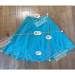 Lucy Paris turquoise corduroy beaded sequin Aline skirt size M thumbnail 5