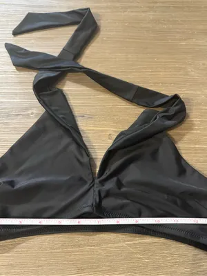 aerie Black V-Neck Halter Bikini Small Top Medium Bottom thumbnail 4