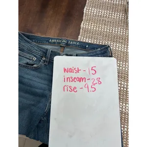 American Eagle 90s Straight Jeans Womens 6 Short Medium‎ Wash Blue High Rise thumbnail 6
