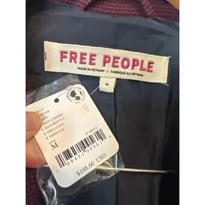Free‎ People Agnes Cropped Jacket Red Combo Plaid Blazer NWT Size M thumbnail 5