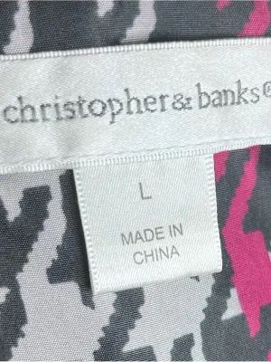 Christopher & Banks Houndstooth Quilted Vest Black & Pink Large Like New thumbnail 4