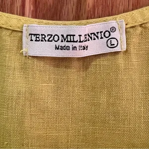 Terzo Millennio Lagenlook Linen High-Low Hem Tunic Oversized Top Yellow Sz Large thumbnail 10