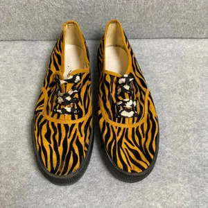 Mango Monki Zebra Print Platform Sneaker‎ Women's Size 9 Yellow Black Animal Lace FLAW thumbnail 4