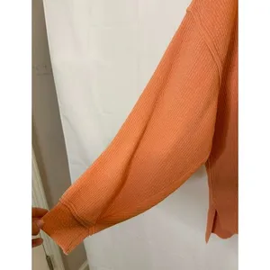 Aerie waffle knitted Women's sweater oversized sweater Orange Coral sz. M thumbnail 6