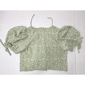 Free People Sweet Sun Crop Top Sz M Green Floral Girlcore Boho Cottagecore Chic thumbnail 9