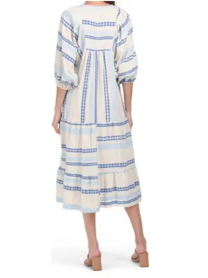 Anthropologie Luisa Perla Tiered Maxi Dress Cotton Resort Dress Boho Summer L thumbnail 2