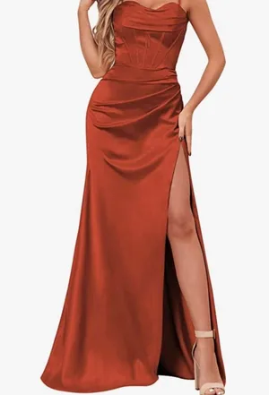 Rust Evening Gown Orange Size M thumbnail 1