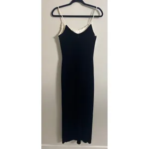 Vintage Jessica McClintock Gunne Sax Black‎ Velvet Ivory Sequin Dress Size 9/10 thumbnail 4