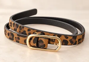 Leopard Print Skinny Belt Gold Buckle Y2K Animal Print thumbnail 1