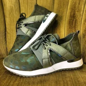 TopModa Green Leopard Print Sneakers‎ Size 7.5 Bin 22 thumbnail 1