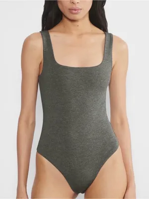 Abercrombie & Fitch Heather Gray Square Neck Bodysuit thumbnail 1