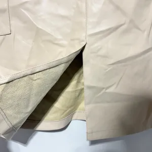 New Hunter & Brown Faux Leather Cargo Pocket Midi Pencil Skirt Beige Size Medium thumbnail 9