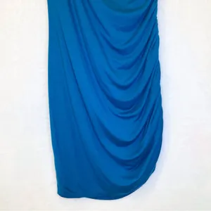 A New Day Teal Blue Asymmetrical Ruched Cocktail Bodycon Mini Dress Size Small thumbnail 7