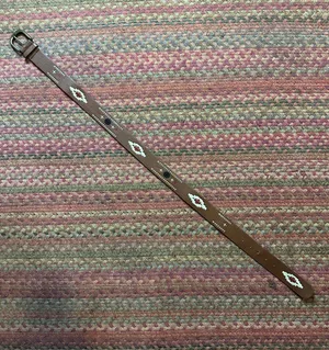 Brown Vegan Leather Belt with Southwestern White Diamond Embroidery thumbnail 1