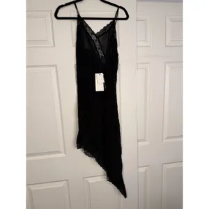 Zara Collection Y2K Lace Trim Tank Sheer Black Fairy Asymmetrical Top Whimsigoth thumbnail 4